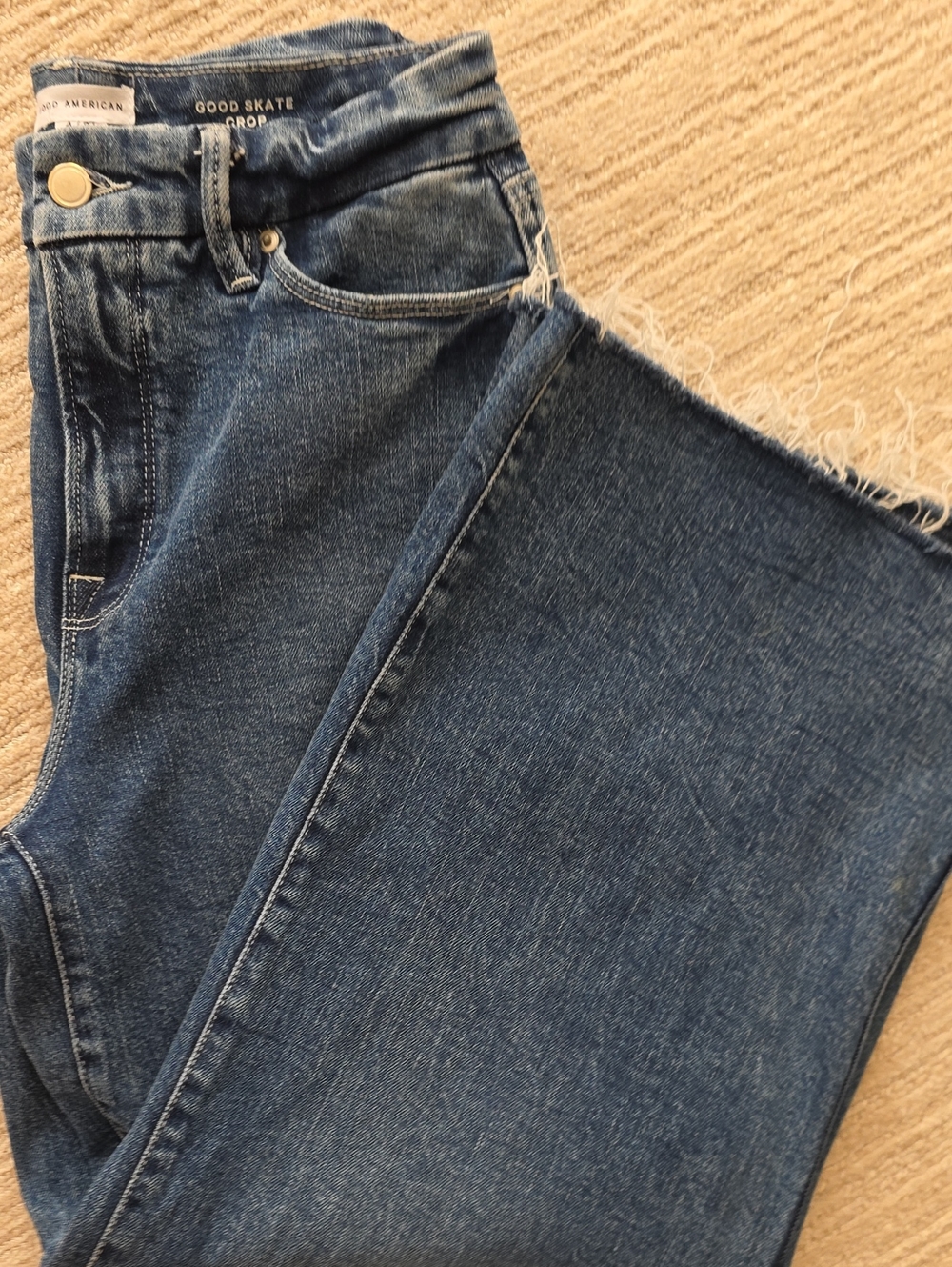 Good AMERICAN Crop Skate Women’s Blue Denim Jeans High Rise